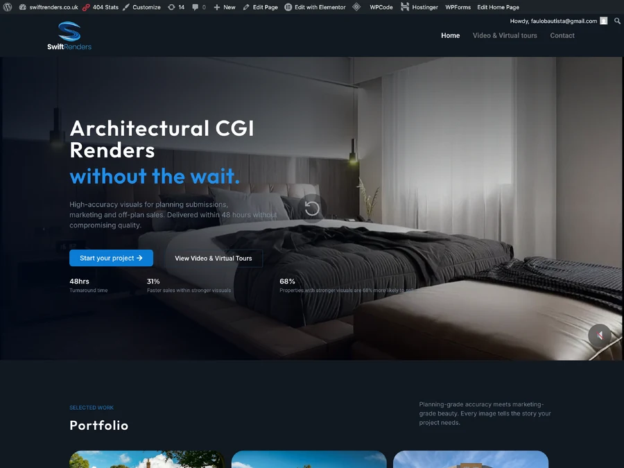 Swift Renders web design preview